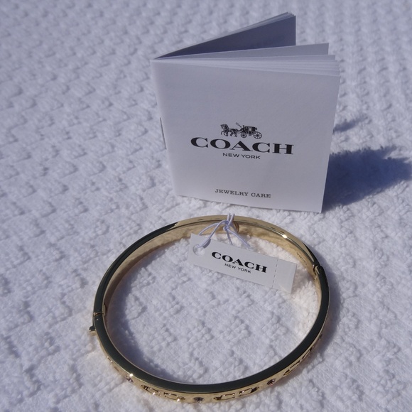 COACH Gold bangle Bracelet Signature Kissing - Picture 4 of 8